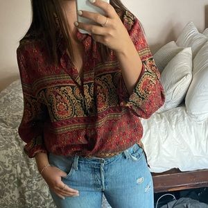 Vintage oversized paisley print blouse